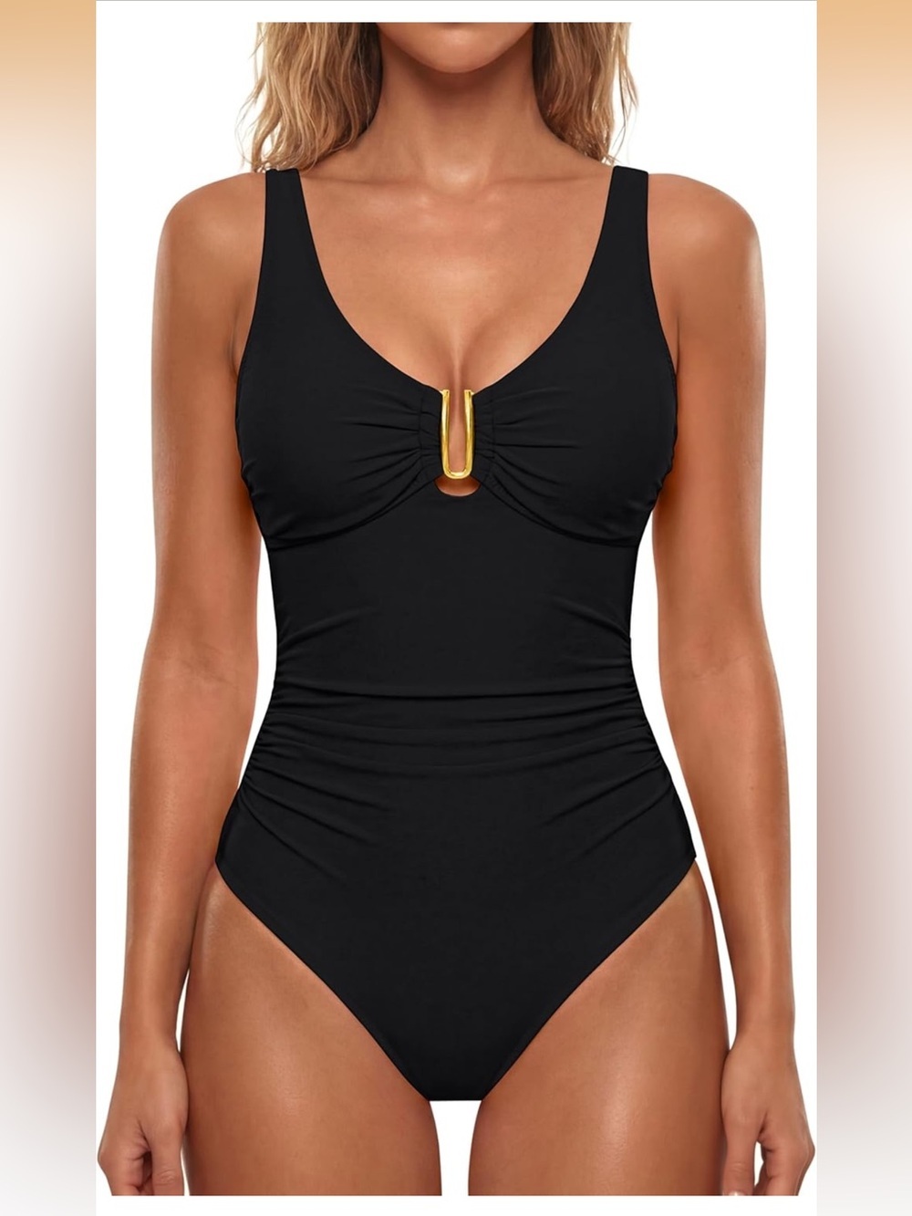 Tummy Control Swimsuits Ruched Slimming One Piece Deep V Neck M 1319/bb1-1